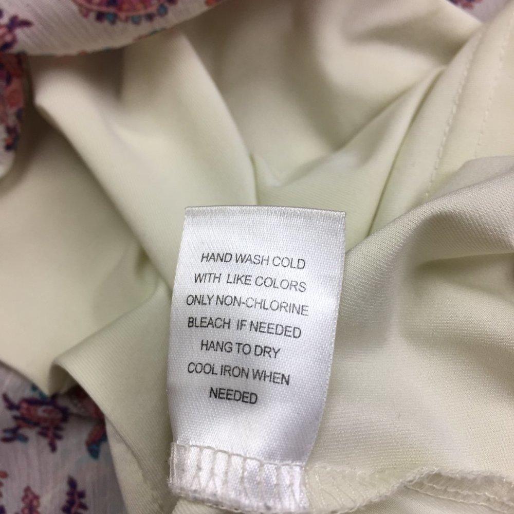 Women's Ivory Paisley Tie-Neck Blouse - Picture 9 of 14